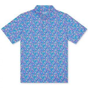 Men's The Spade Tailored Fit Short Sleeve Printed Performance Polo Shirt Large